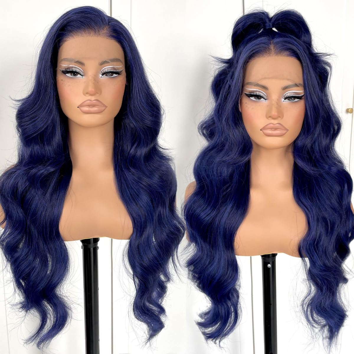 13x6 Glueless Blue Body Wave Lace Front Wig for Fashion Women