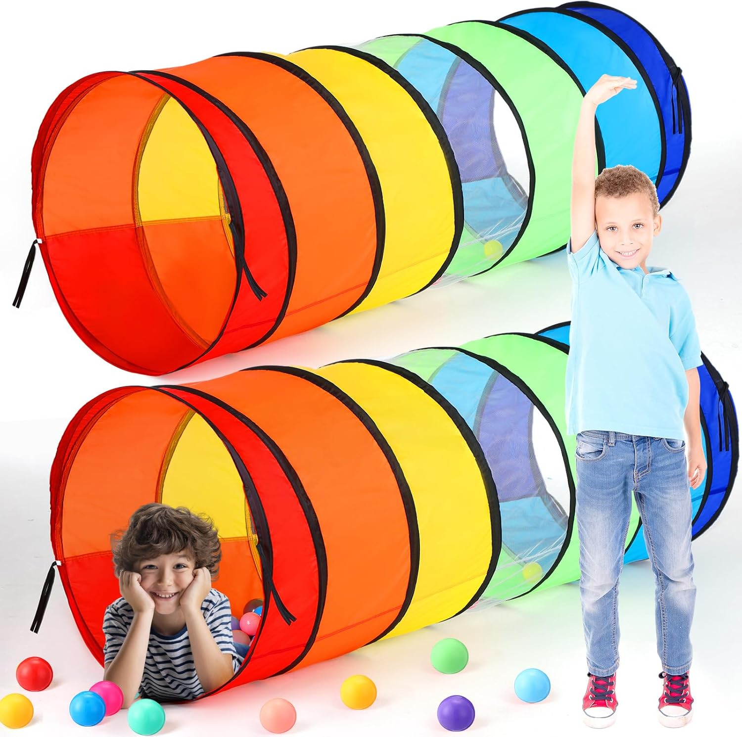 Colorful 27.6 Pet & Kid Crawl Tunnel - Breathable Fun!
