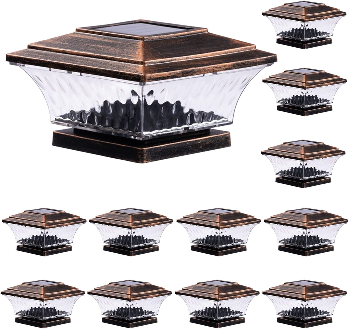 HUYIENO Solar Post Cap Lights for 4x4 Wooden Posts - 12pk