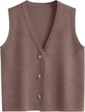 LILLUSORY Vest Tops for Women Striped Button Up Sweater Vest - Chic in