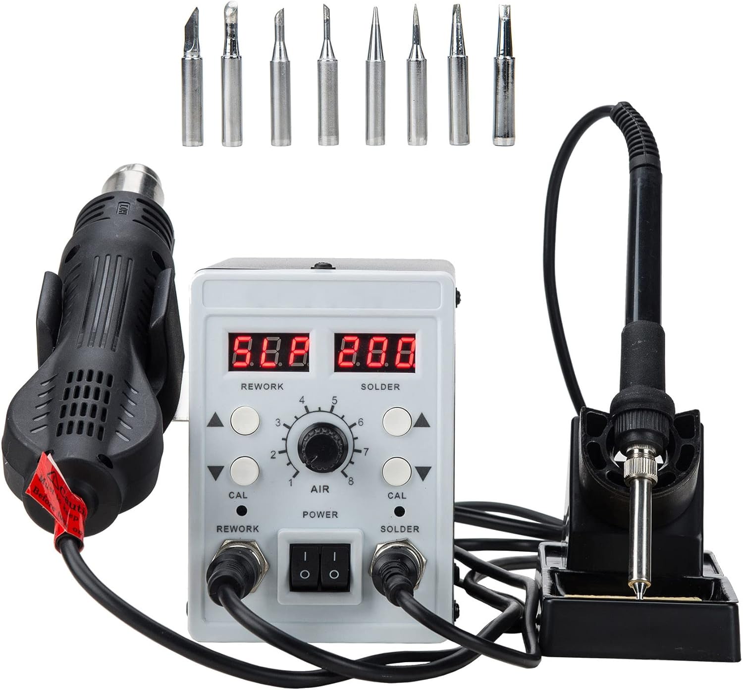 2 in 1 SMD Soldering Rework Station with Hot Air Heat Gun Set