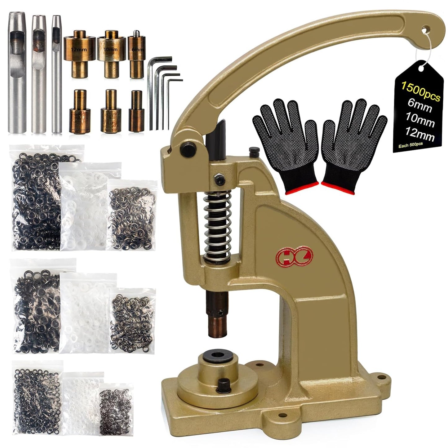 DK98 Upgraded Heavy Duty Hand Press Grommet Kit for DIY Projects