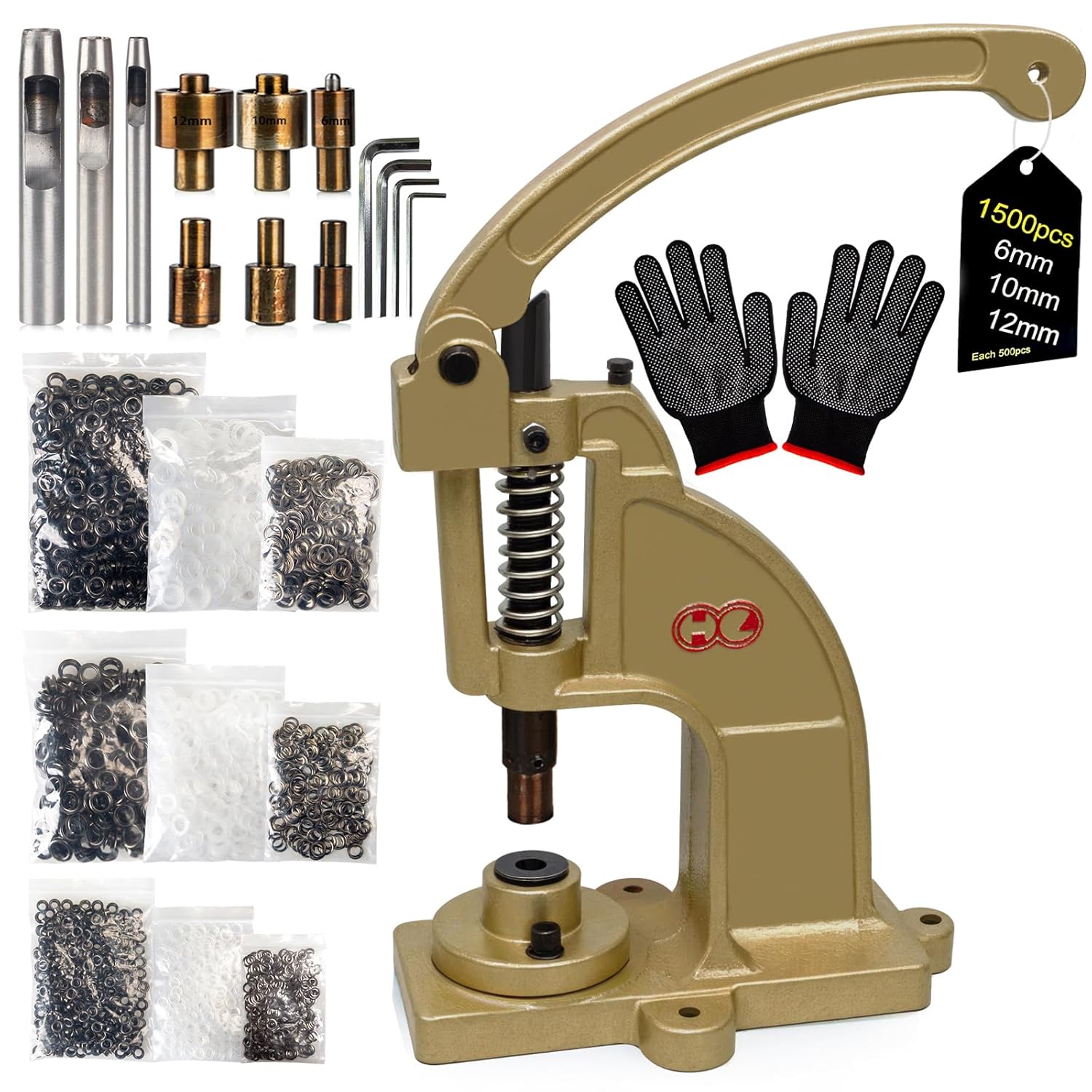 DK98 Upgraded Heavy Duty Hand Press Grommet Kit for DIY Projects