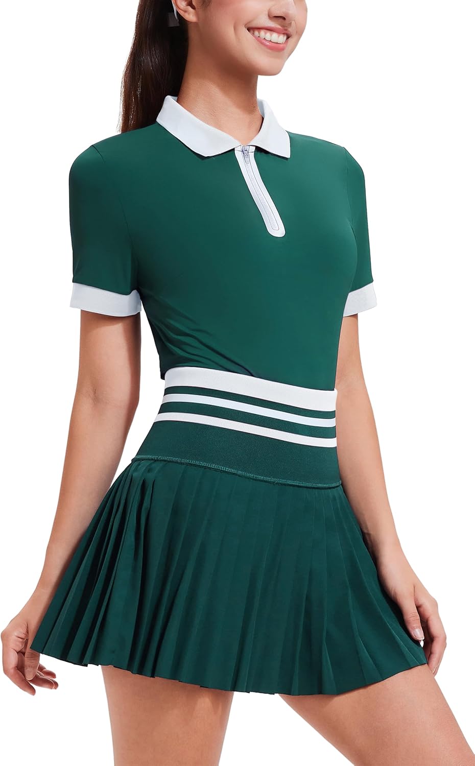 Tennis Skirt Sets for Women High Waisted Golf Polo Two Piece