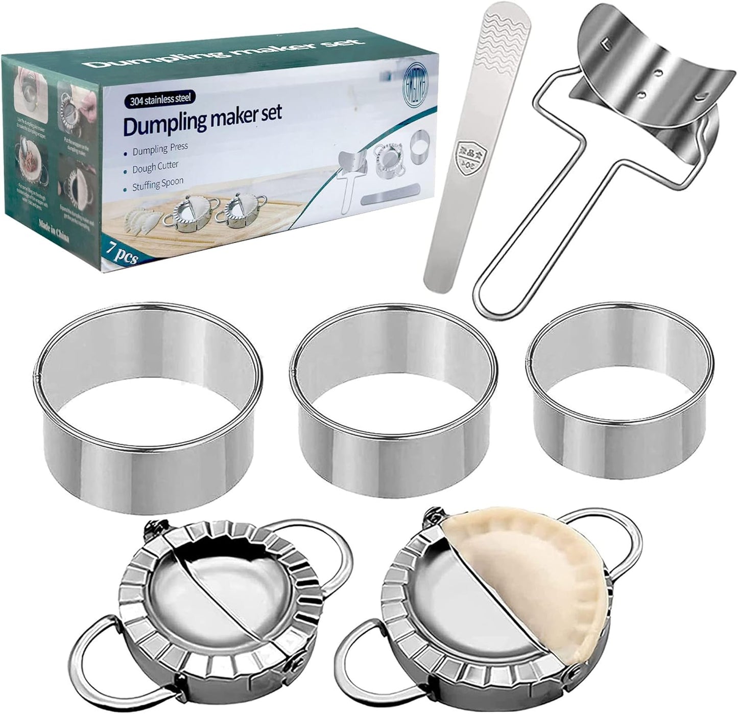AMGOYA Stainless Steel Dumpling Maker Kit: Easy Dough Making