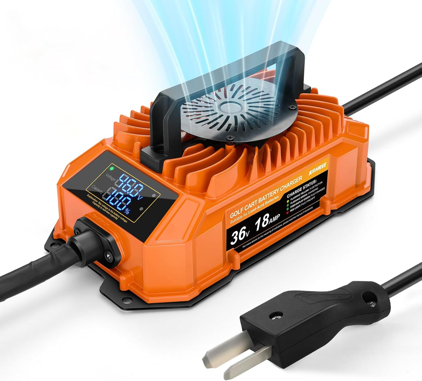 Kohree Golf Cart Charger 36 Volt 18 Amp with LED Display