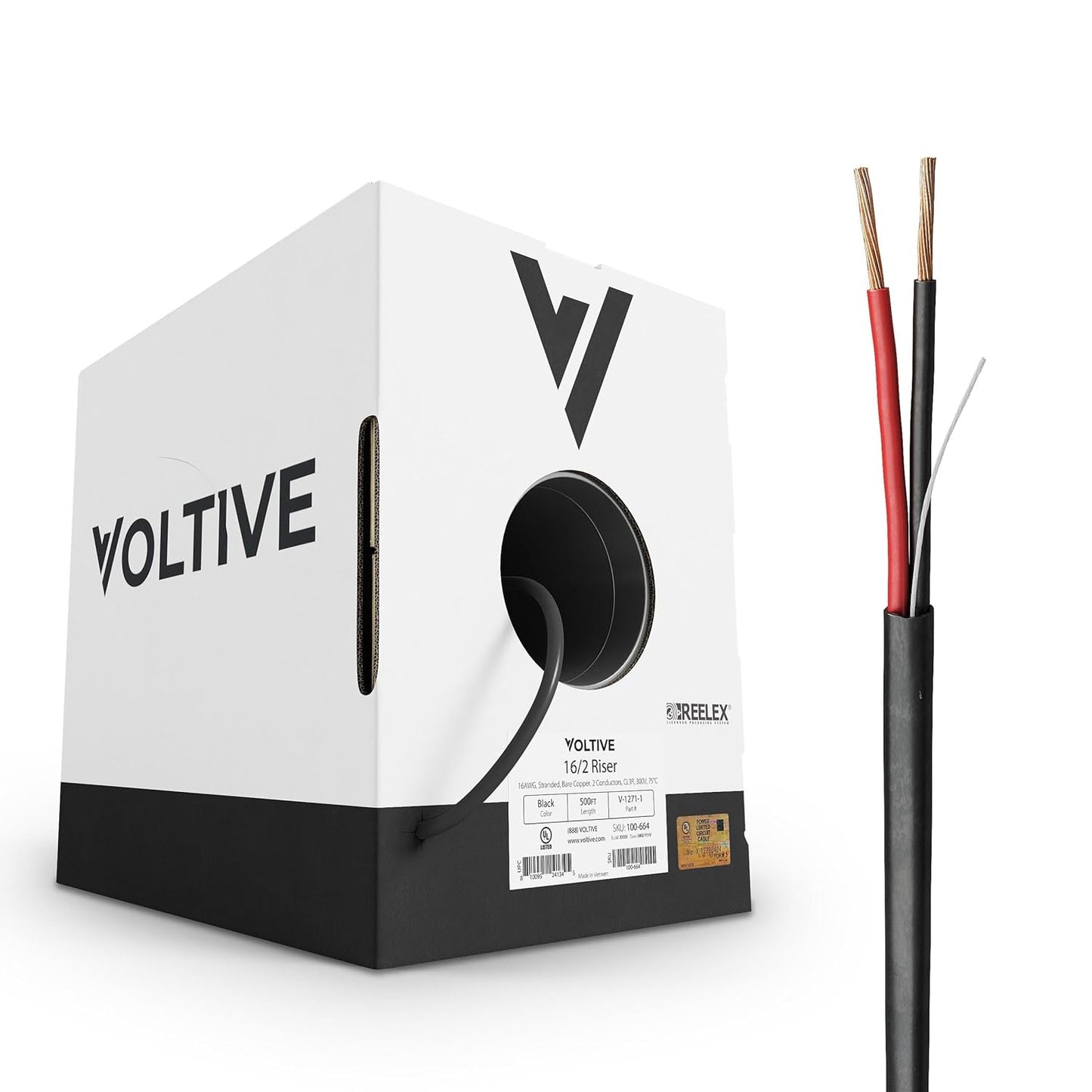 Voltive 16/2 Speaker Wire - 16 AWG Oxygen-Free Copper Cable