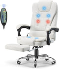 Heated Massage Executive Chair With Footrest - Reclining Home Office