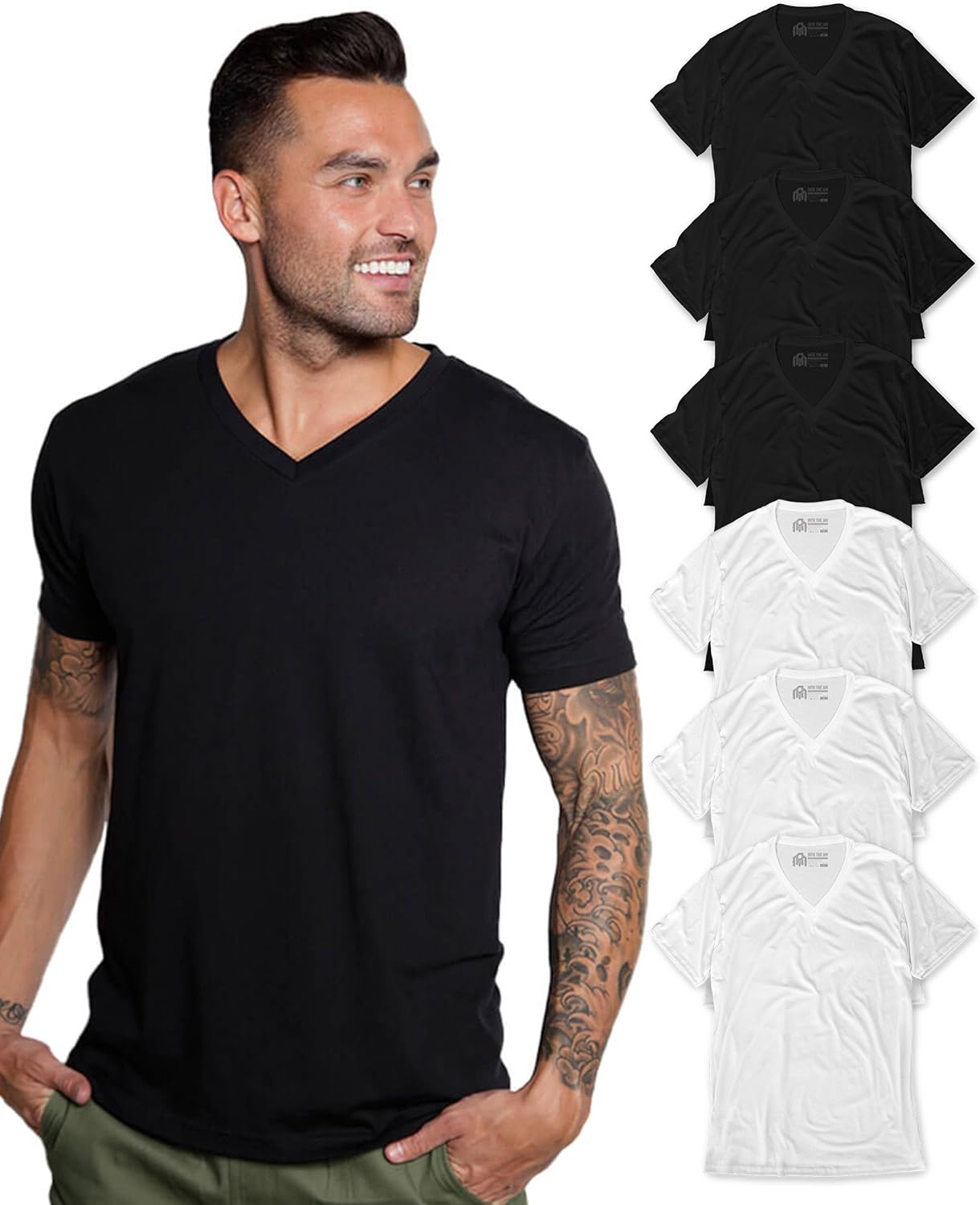 INTO THE AM Premium V Neck T Shirts for Men - Modern Fit Tees