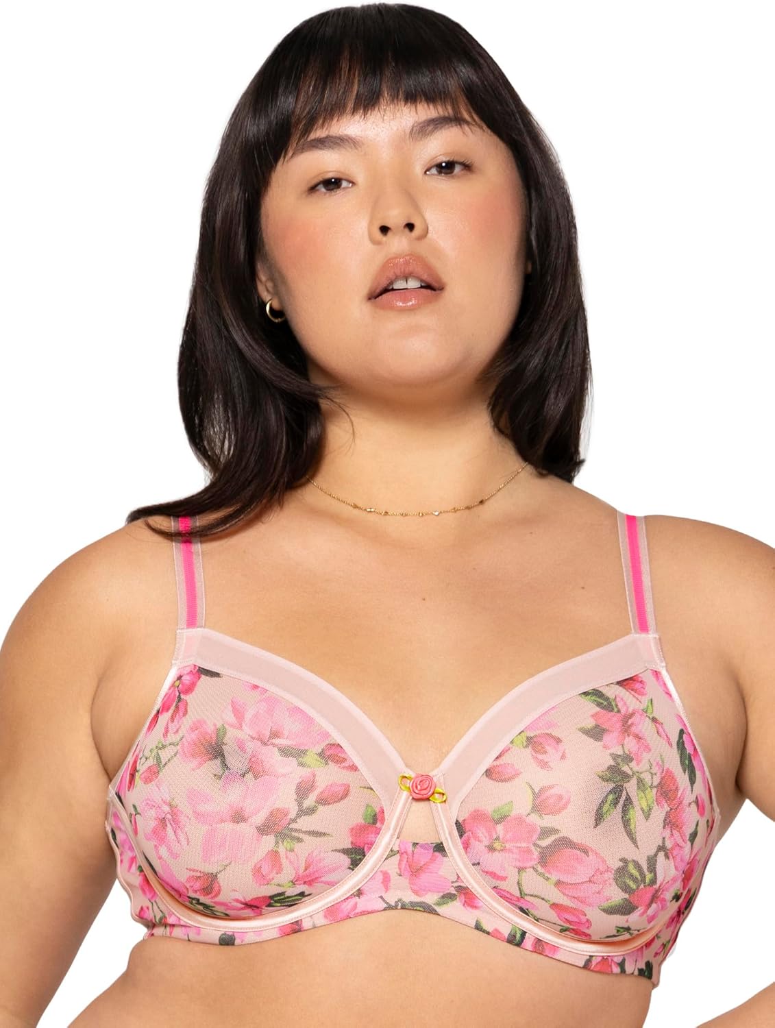 Curvy Couture Women's Sheer Mesh Full-Coverage Underwire Bra
