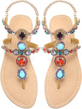 Women's Rhinestone Flat Sandals - Jeweled Clip Toe Ring Comfort