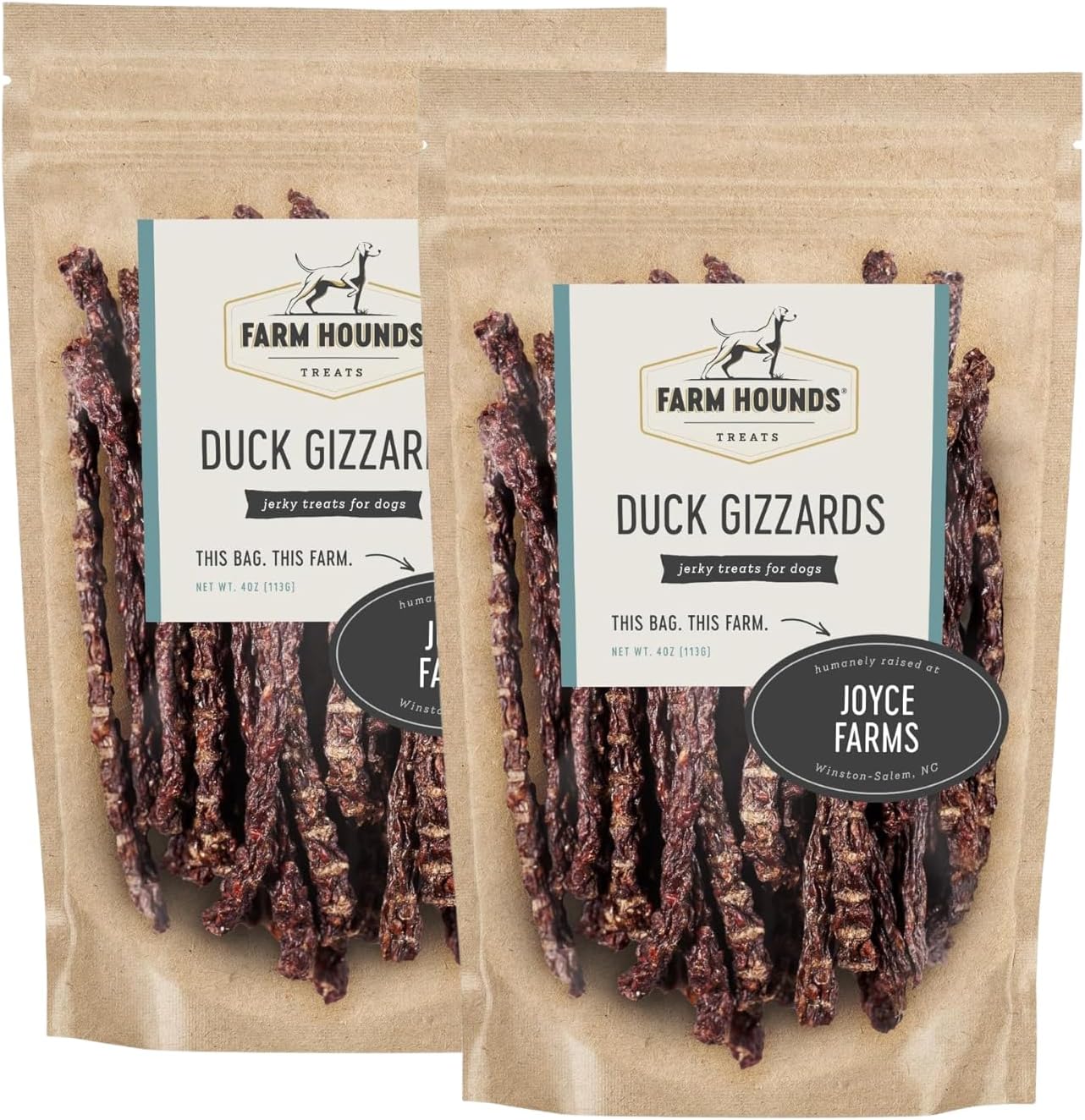 Duck Gizzards Premium Natural Jerky Treats for Dogs 4oz 2 Pack