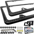 Carbon Fiber License Plate Frames - Slim Stainless Steel 2 Pack