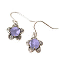 Handmade Bloom Once More Earrings - Recycled Purple Medicine Glass