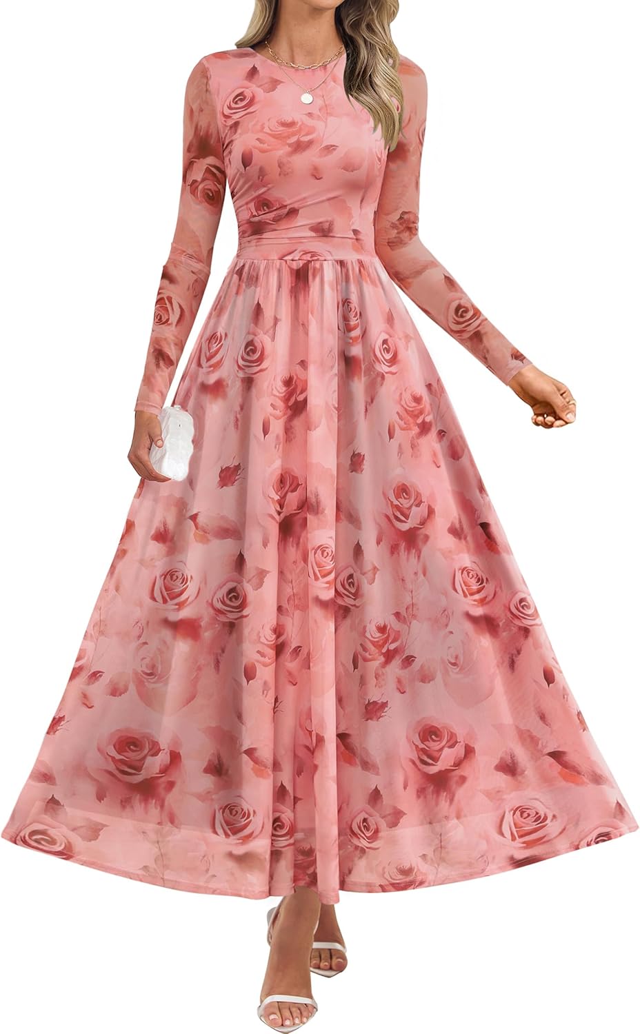 ZESICA Women's Floral Print Maxi Dress for Fall 2025 Events