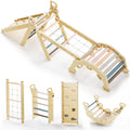 BlueWood 2025 8-in-1 Pikler Triangle Climbing Set - Foldable Mauve