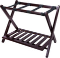 Casual Home Luggage Rack with Shelf - Foldable Hotel-Style Stand
