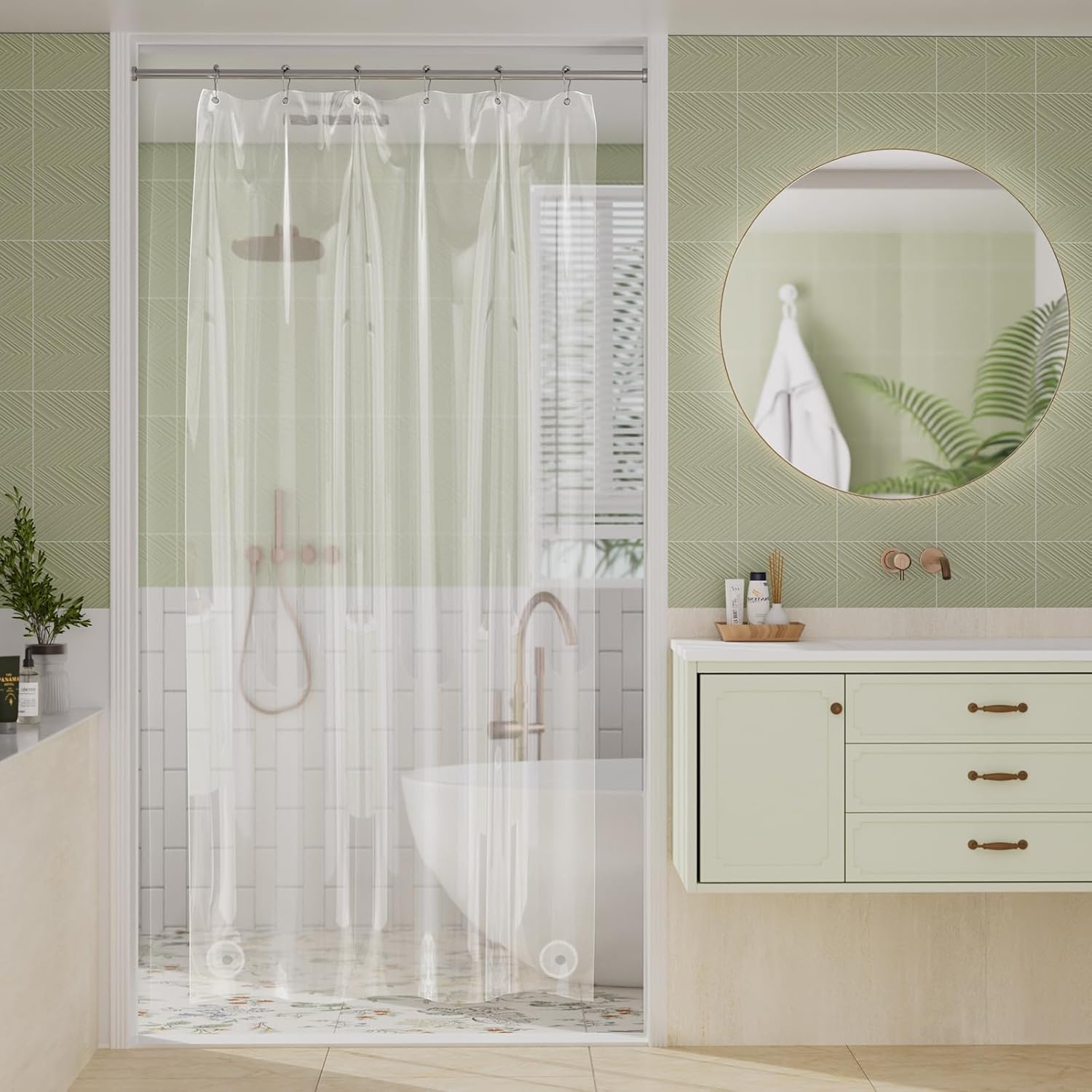 Amazer 36x72 Clear Shower Liner: Rustproof & Medium Weight