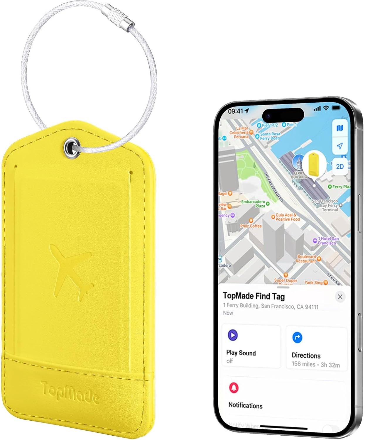 TopMade Smart Luggage Tag with Apple Find My for Travel Bags