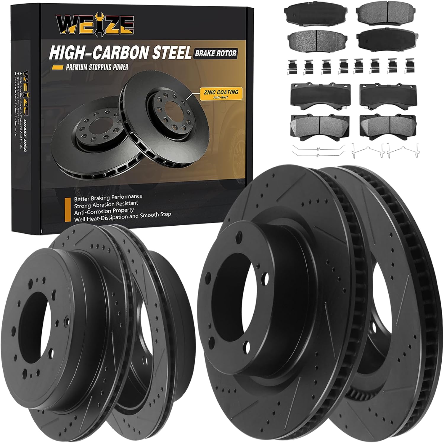 WEIZE Front Truck & Tow Brake Kit for Toyota Tundra & Sequoia
