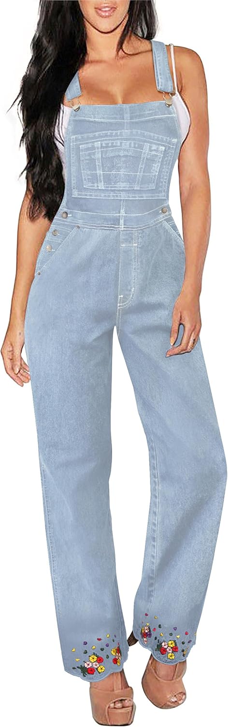 Hybrid & Company Womens Super Comfy Stretch Denim Jumpsuit