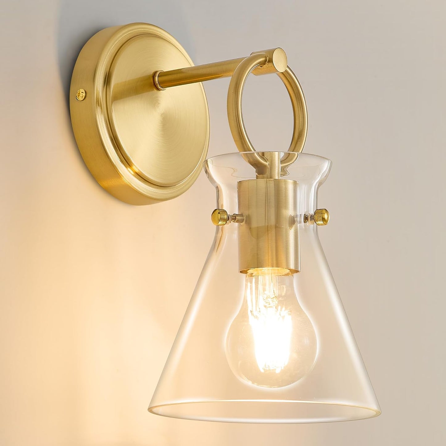 Gold Wall Sconce 1-Light Hardwired Fixture for Modern Decor