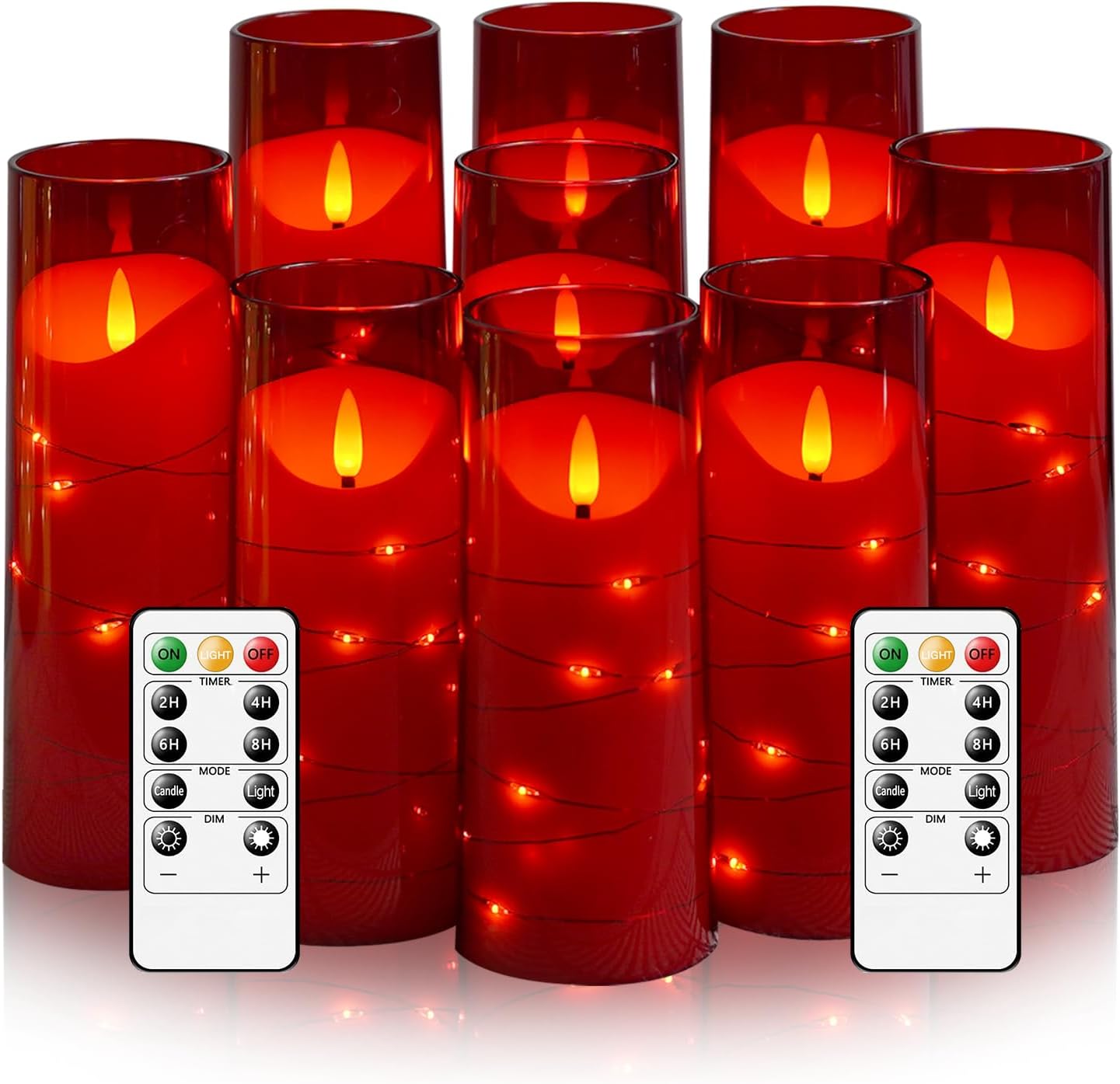 Flameless Candles with Star String Lights for Home Ambiance