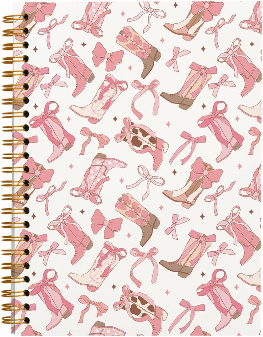 Trendy Pink Bow Notebook for Stylish Girls & Women | QUICQOD Coquette Bows Boots Journal