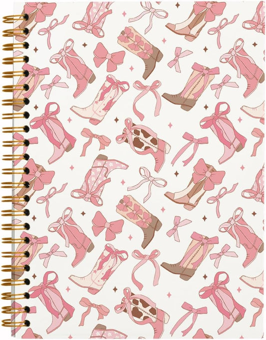 Trendy Pink Bow Notebook for Stylish Girls & Women | QUICQOD Coquette Bows Boots Journal