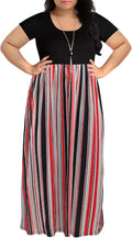 Plus Size Maxi Dress Chevron Print Floor-Length Dress - Flattering Fit