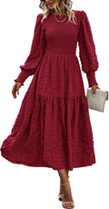 PRETTYGARDEN Puff Sleeve Smocked Maxi Dress - Flattering Flowy Fit