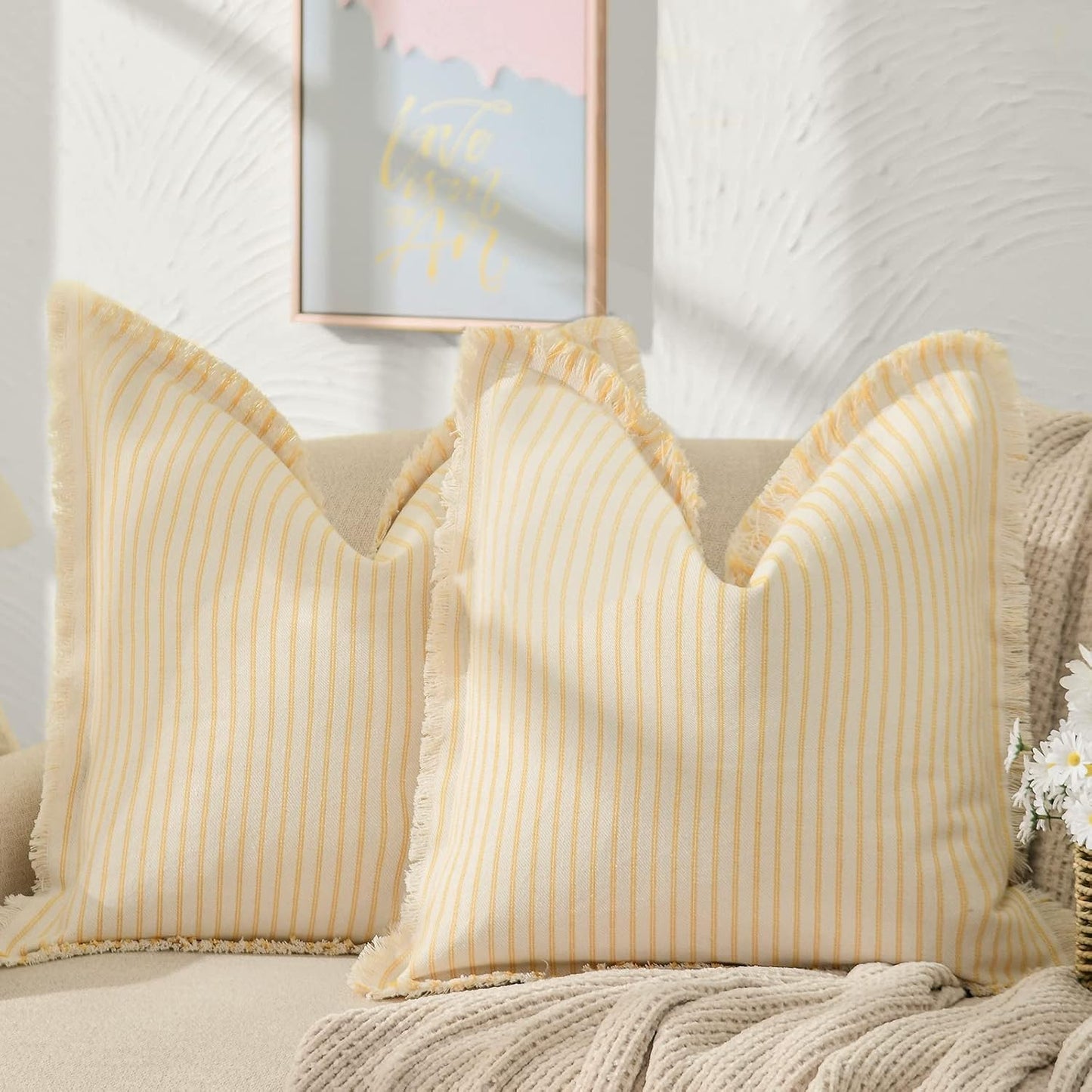 ZWJD Throw Pillow Covers 24x24 Set of 2 Chic Cotton Decor