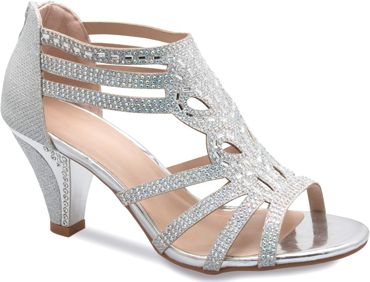Olivia K Women's Open Toe Strappy Rhinestone Dress Sandal