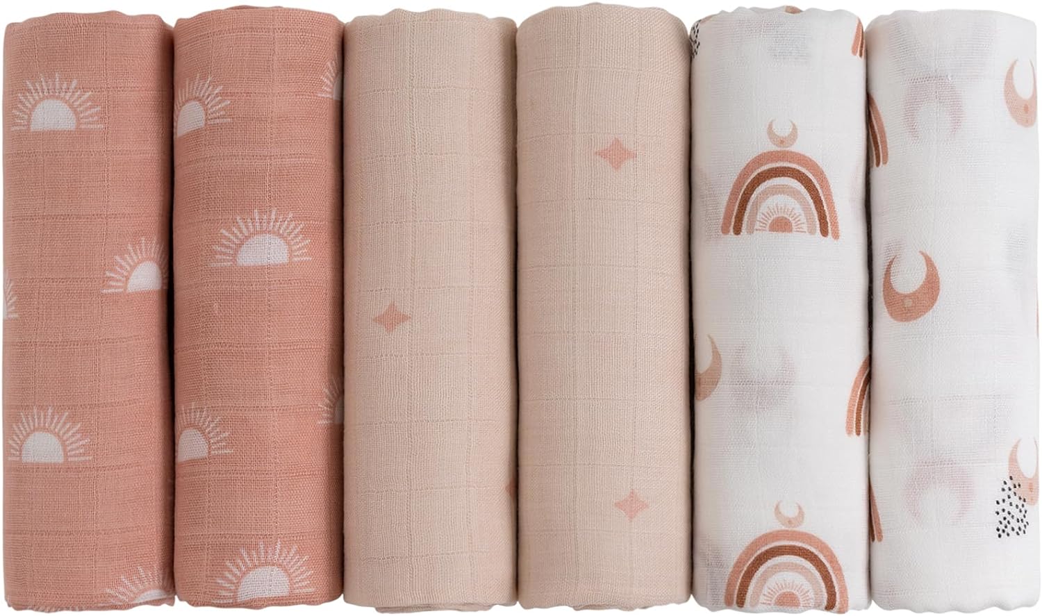 Ultra-Soft Muslin Baby Blankets - 6 Pack