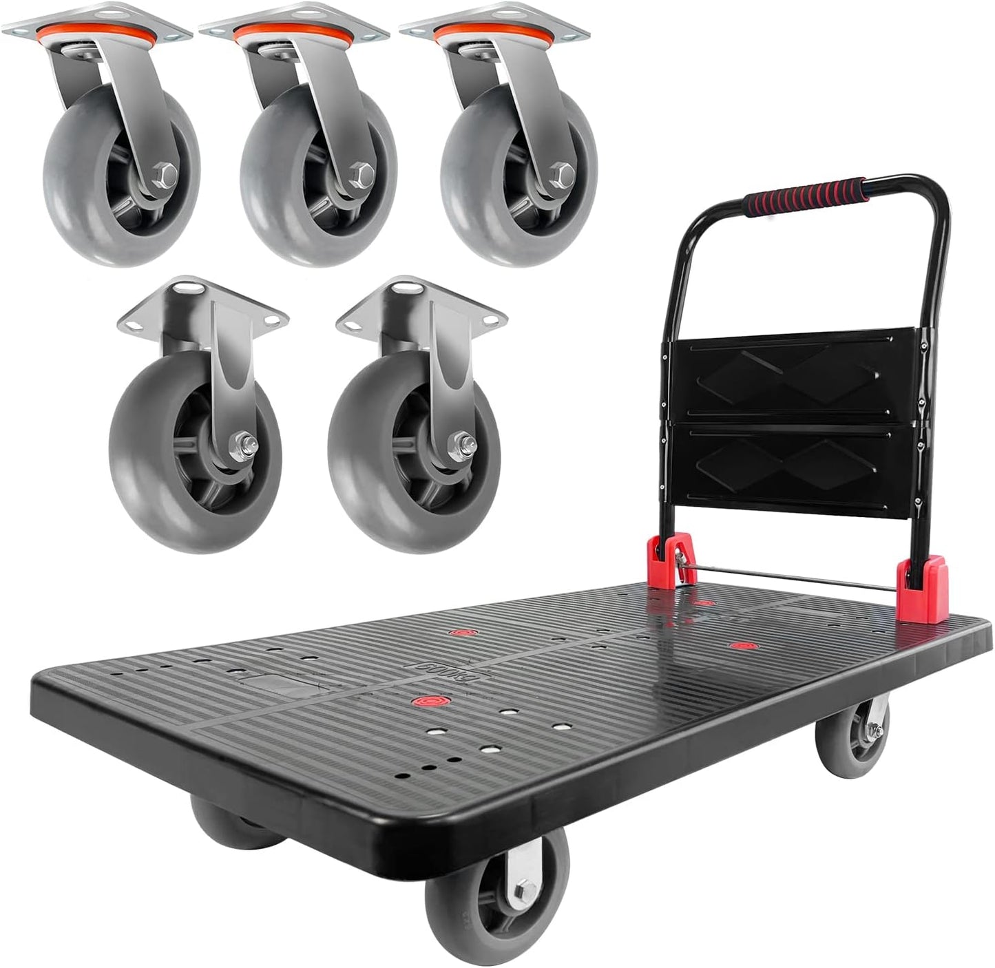 Heavy Duty Foldable Platform Truck Dolly with 5 Swivel Wheels