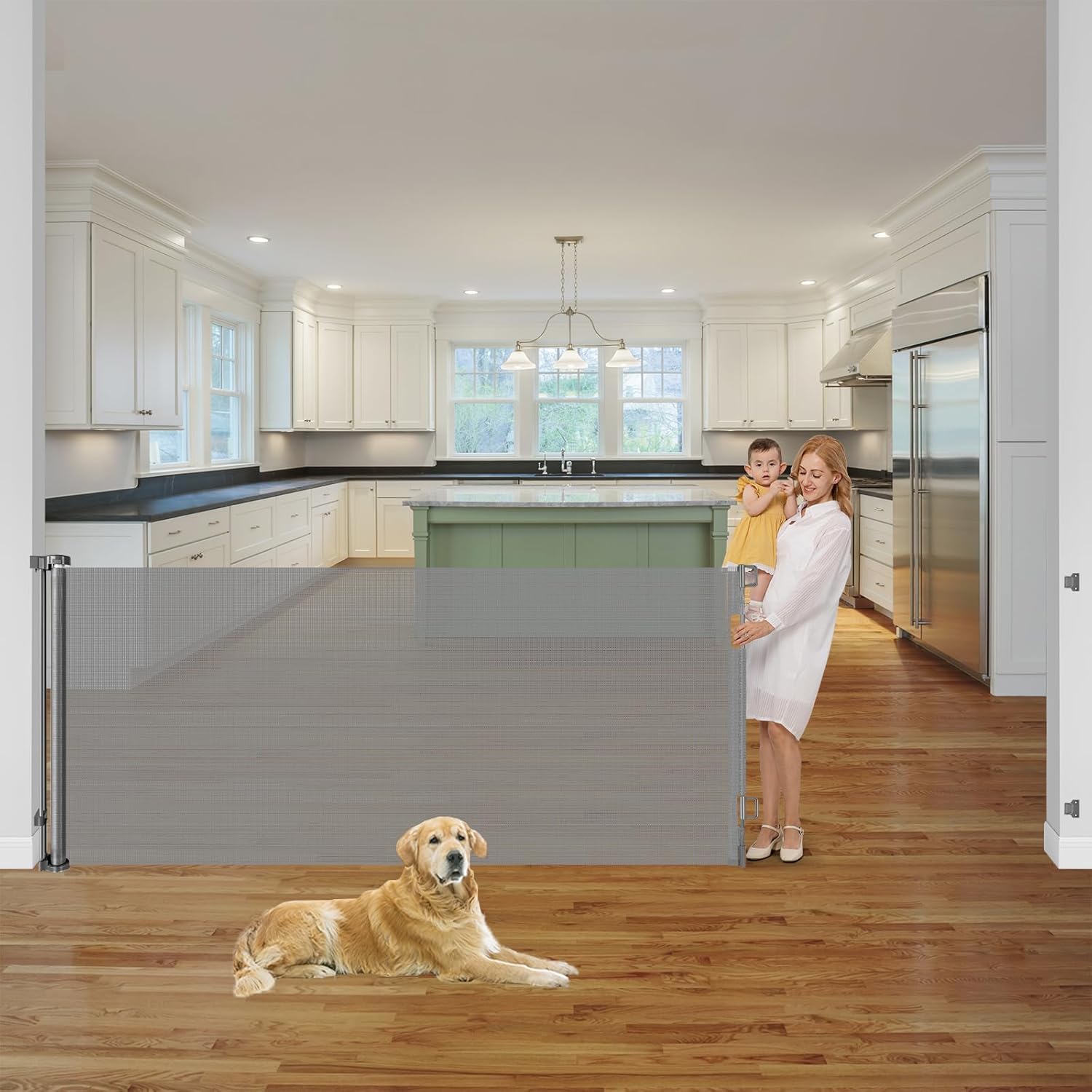 42 Inch Tall Retractable Baby Gate for Dogs and Cats Indoor Outdoor