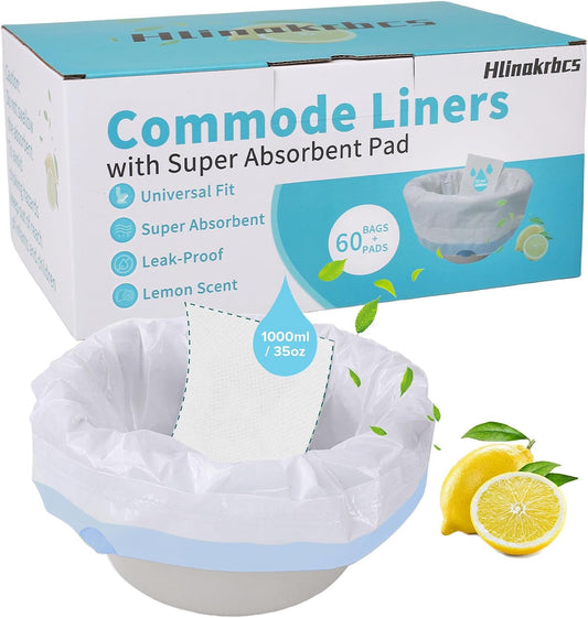 60 Pack Lemon-Scented Commode Liners - Easy Disposal