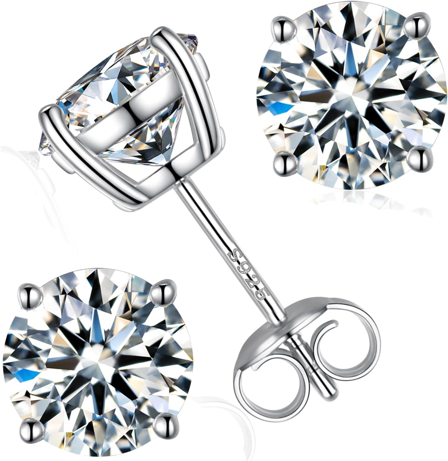 Moissanite Stud Earrings by UnicoRing: D Color VVS1 Clarity