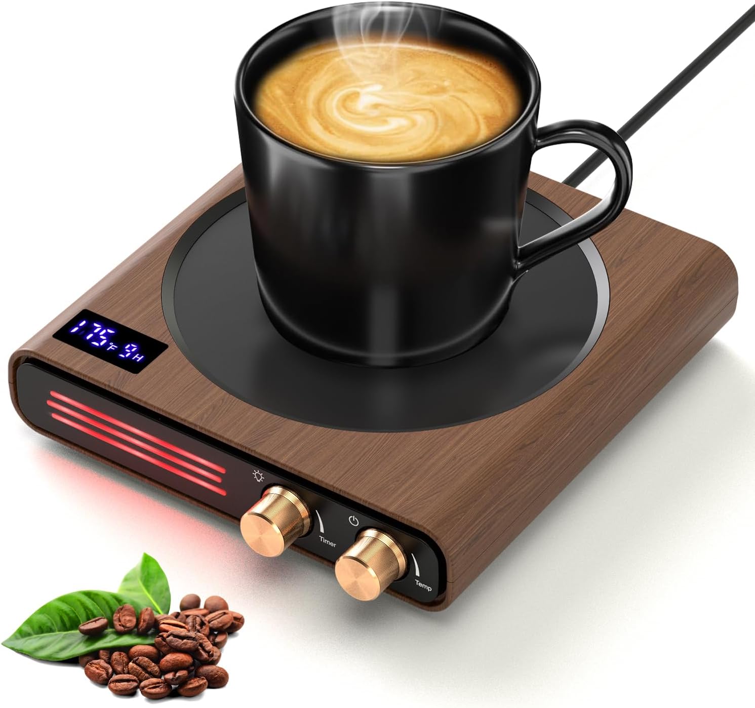 CEROBEAR Smart Mug Warmer: 9 Temp Settings, Auto Shut Off, LED Lights