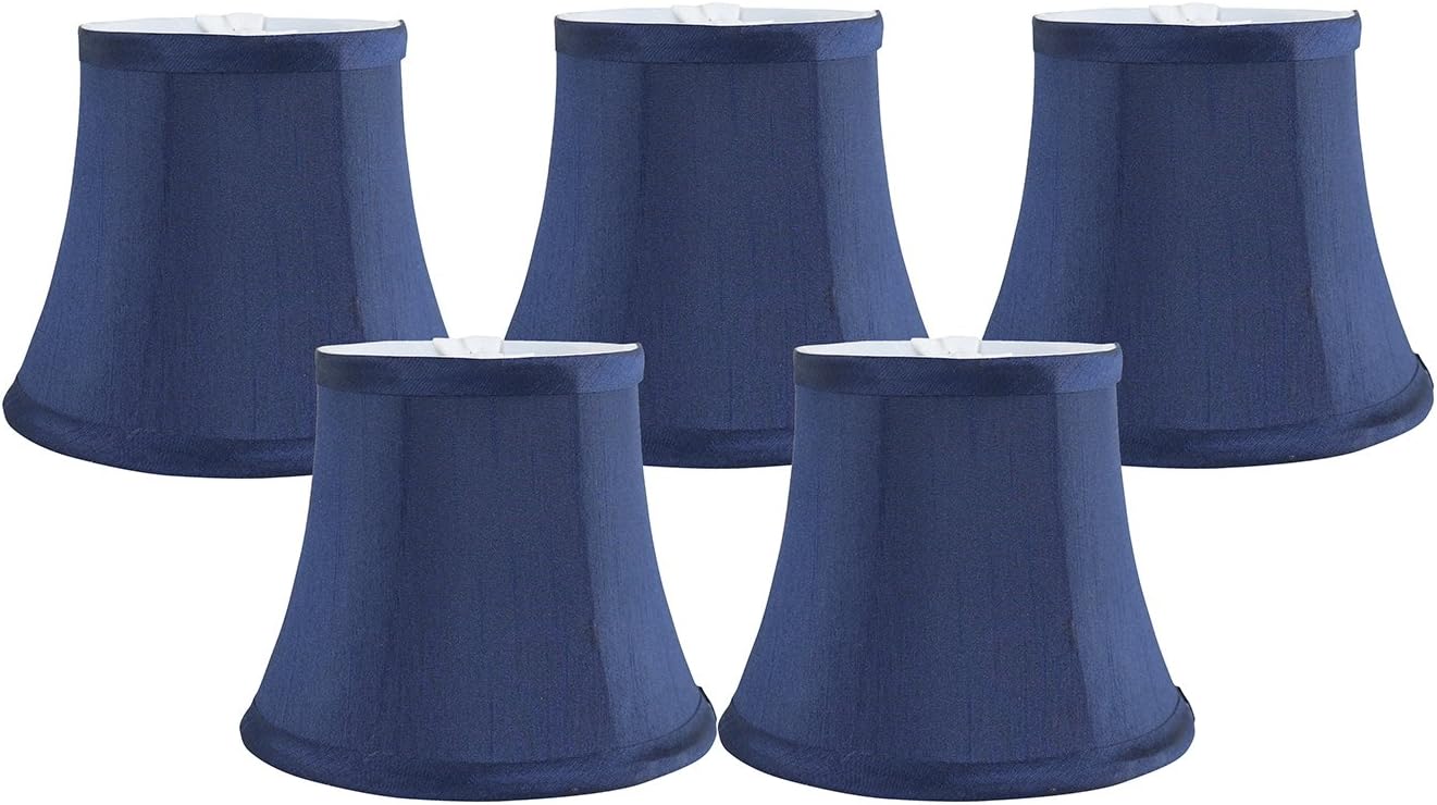 Elegant Blue Faux Silk Chandelier Lamp Shades for Candelabra Bulbs