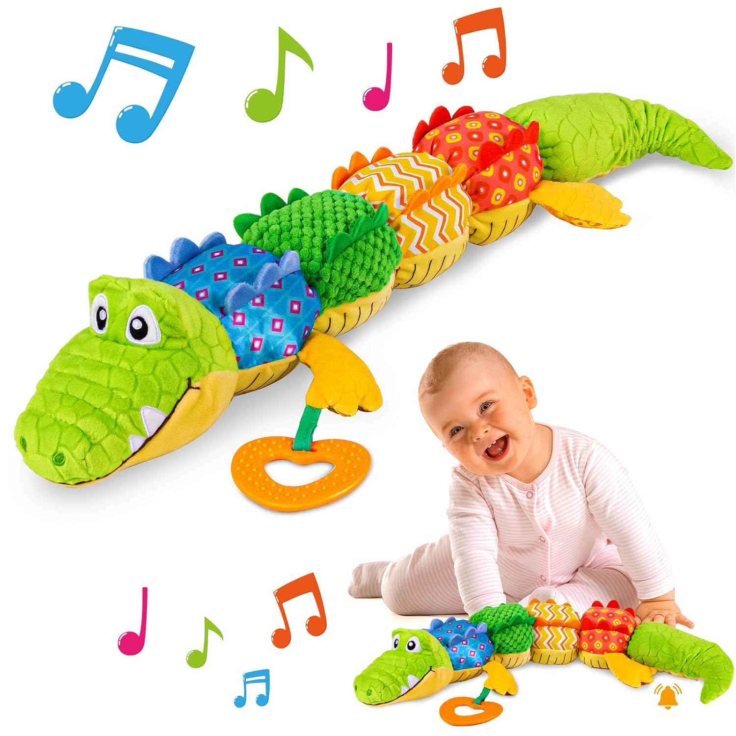 Musical Crocodile Baby Toy Set: Stimulates Senses & Development