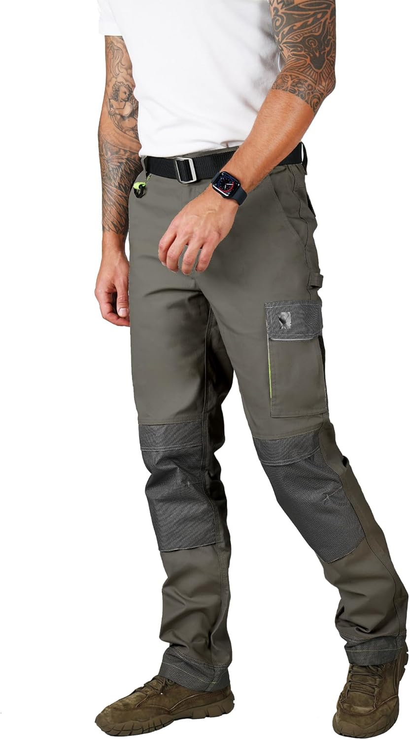 Ellobird Men's Cargo Construction Flex Work Pant with Double Knee