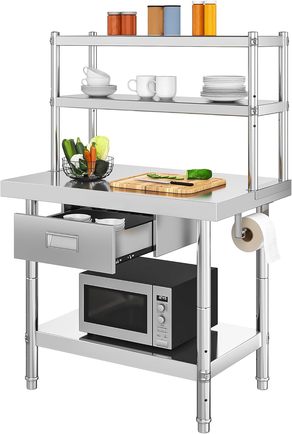 YITAHOME Stainless Steel Adjustable Work Table for Versatile Use