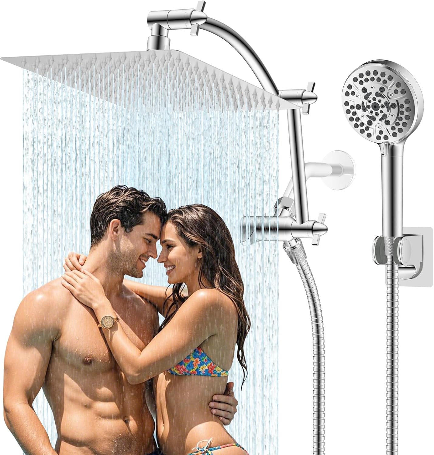 Hibbent 12ft' High Pressure Rain Shower Head with Handheld Combo