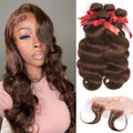 12A Body Wave Bundles Human Hair 4 Brown Bundles with Baby Hair