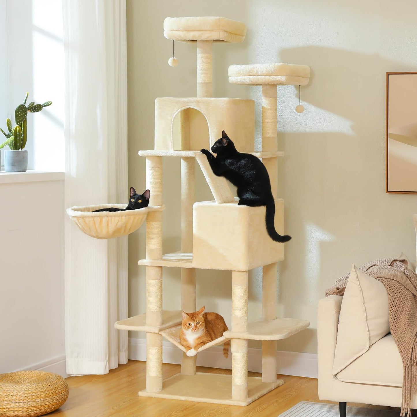 70.8 Tall Cat Tree for Indoor Cats with Spacious Retreat
