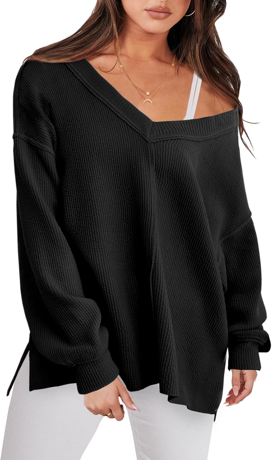 Oversized Long Sleeve Shirts for Women Off the Shoulder Style