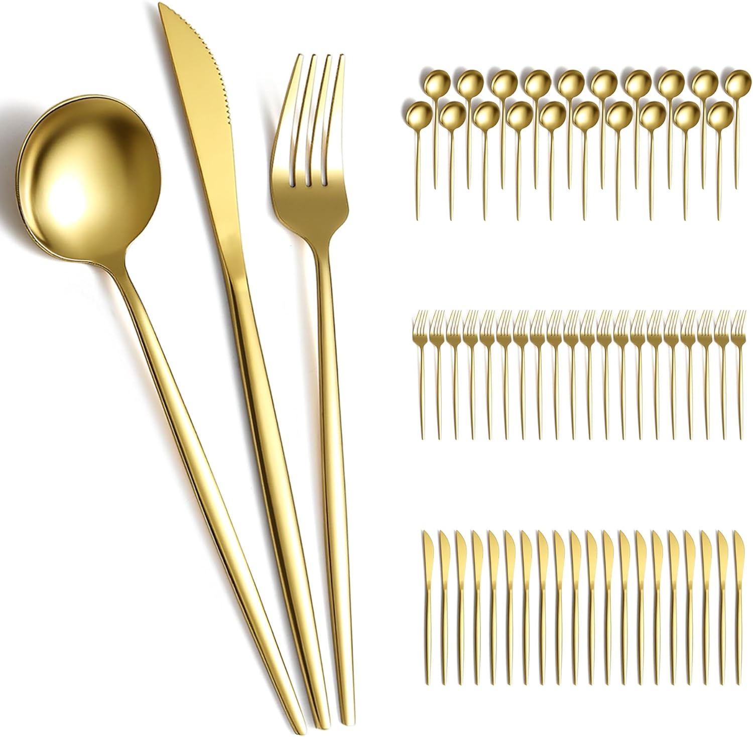 Evanda Gold Silverware Set 60 Piece Service for 20 People