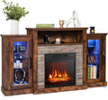 Tangkula Electric Fireplace TV Stand: 16-Color LED Lights & Smart Control