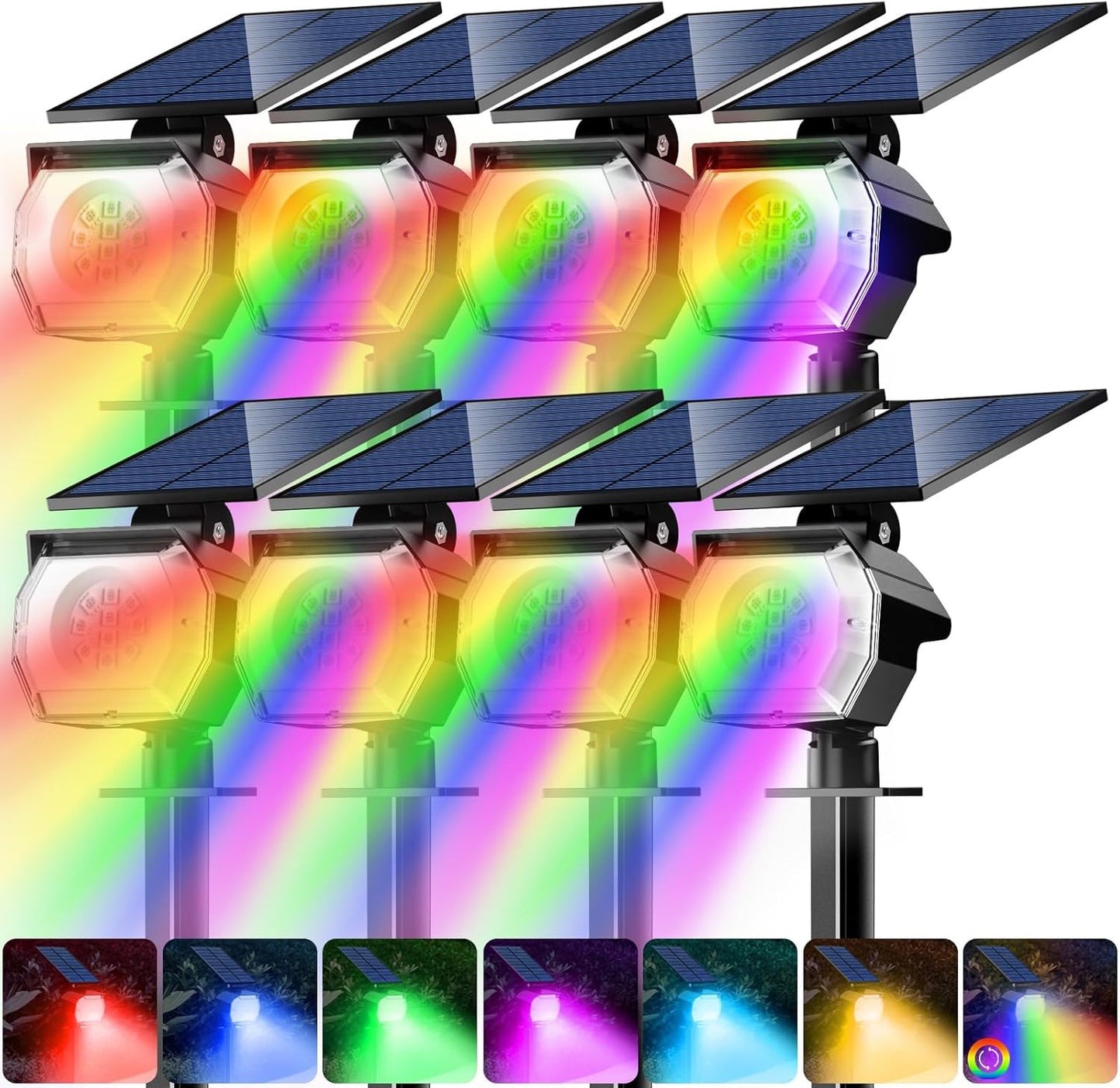 btfarm Solar Lights Outdoor Waterproof IP65 - 8 Pack LED Spotlights